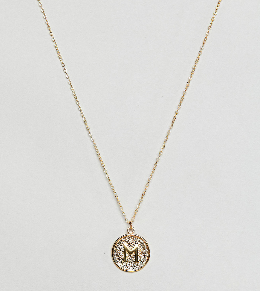 Ottoman Hands Gold Plated M Initial Pendant Necklace - Gold