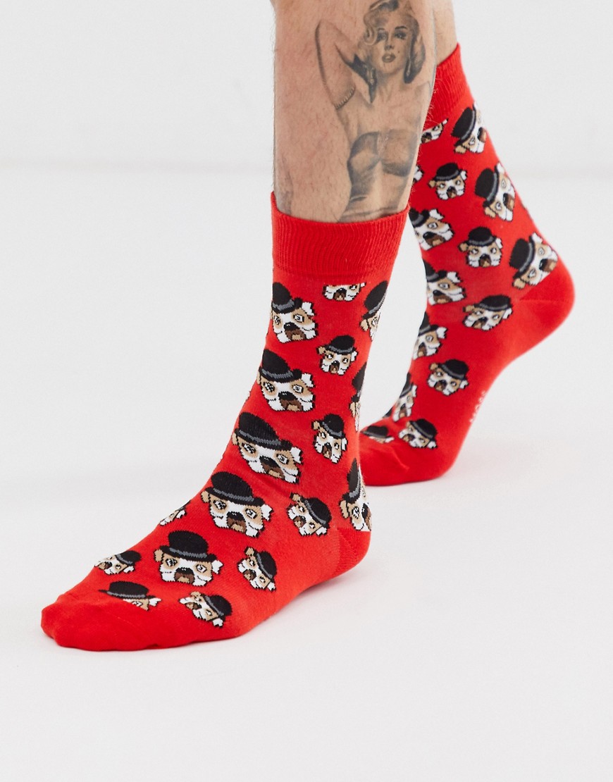 Moss London socks with pug in bowler hat