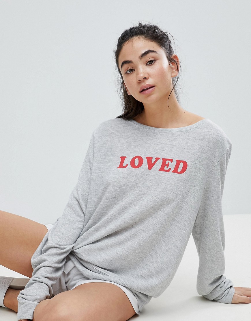 Wildfox Valentines Loved Lounge Baggy Beach Jumper - Heather