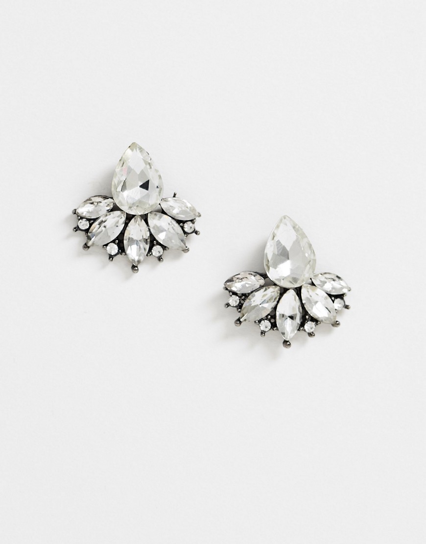 True Decadence Teardrop Stud Earrings In Crystal-silver