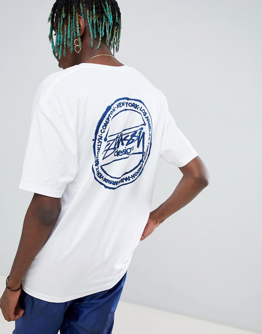Stussy T-Shirt With Ink Dot Back Print In White - White