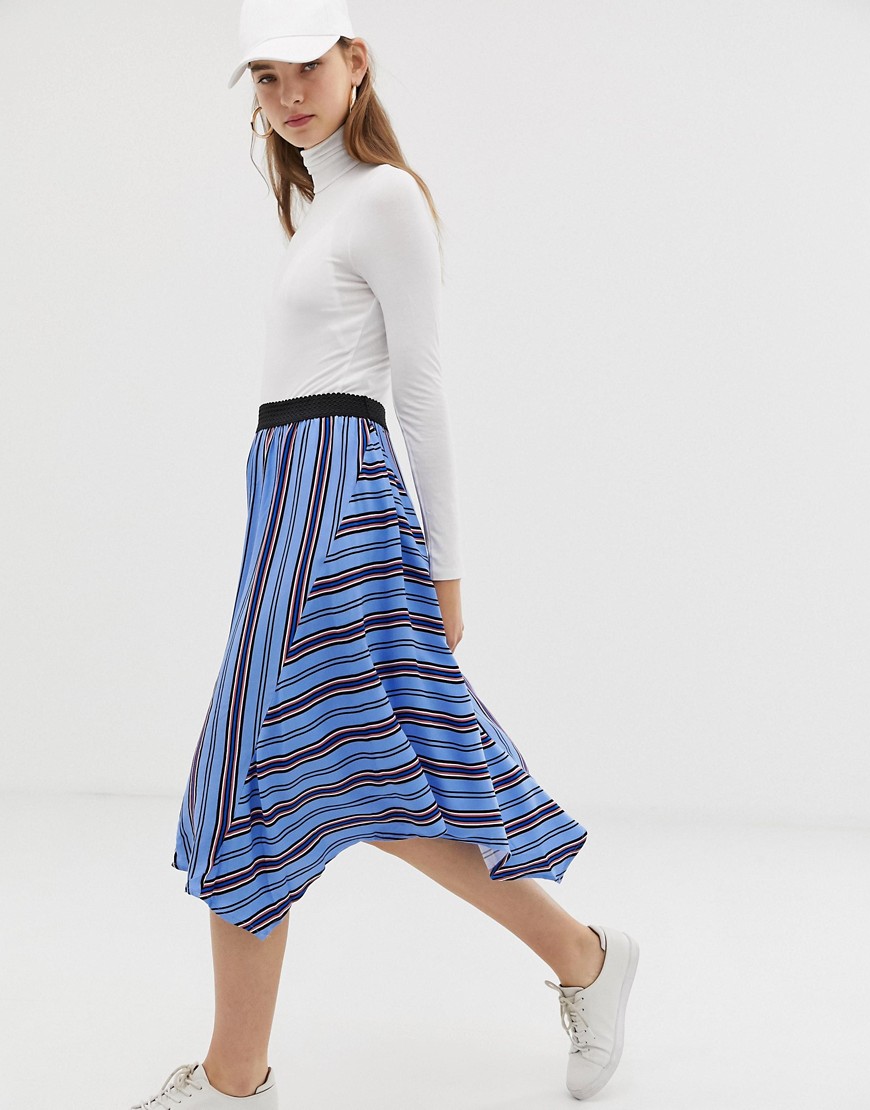 b.Young stripe asymmetric skirt