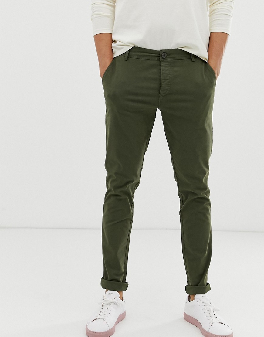 Selected Homme skinny fit stretch chinos in khaki