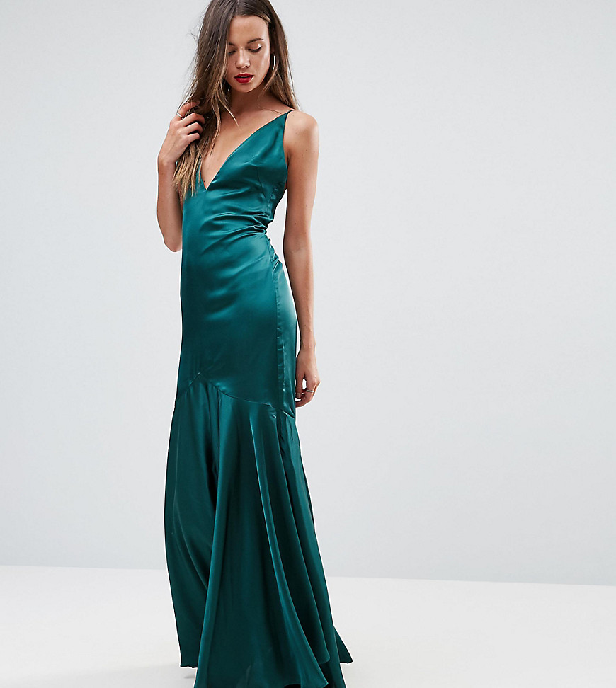 TTYA BLACK Cami Strap Maxi Dress With Fishtail Hem - Emerald