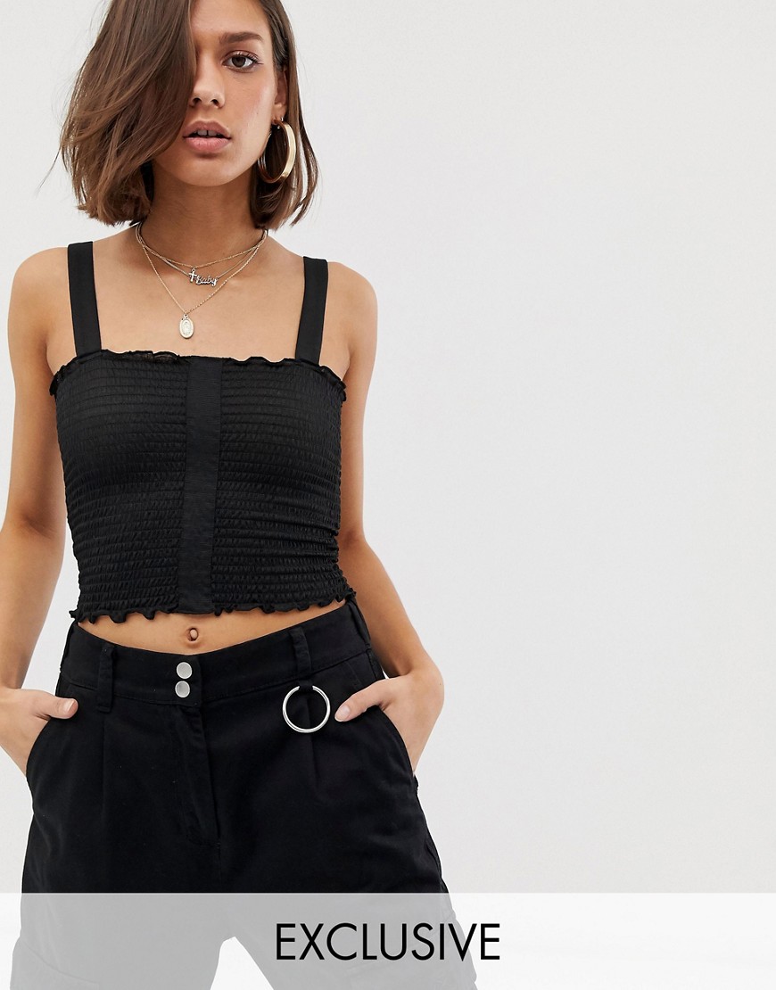 Noisy May smock square neck crop top