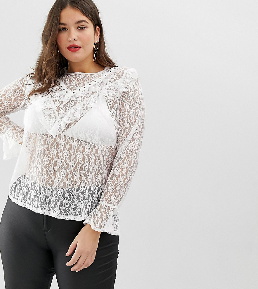 New Look Curve studded lace top