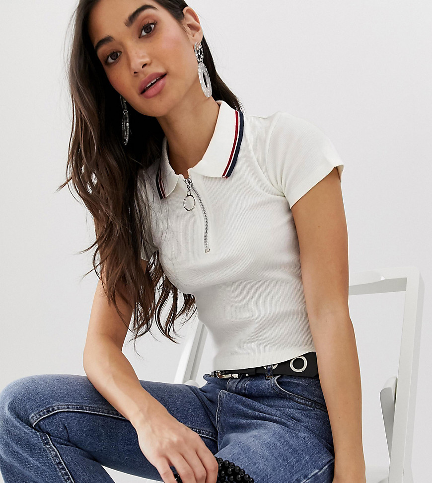 Brave Soul Petite polo neck with zip detail