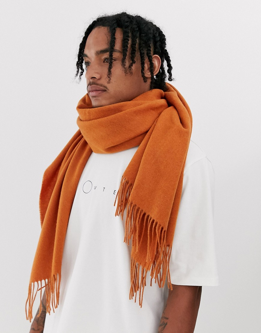ASOS WHITE 100% wool blanket scarf in rust