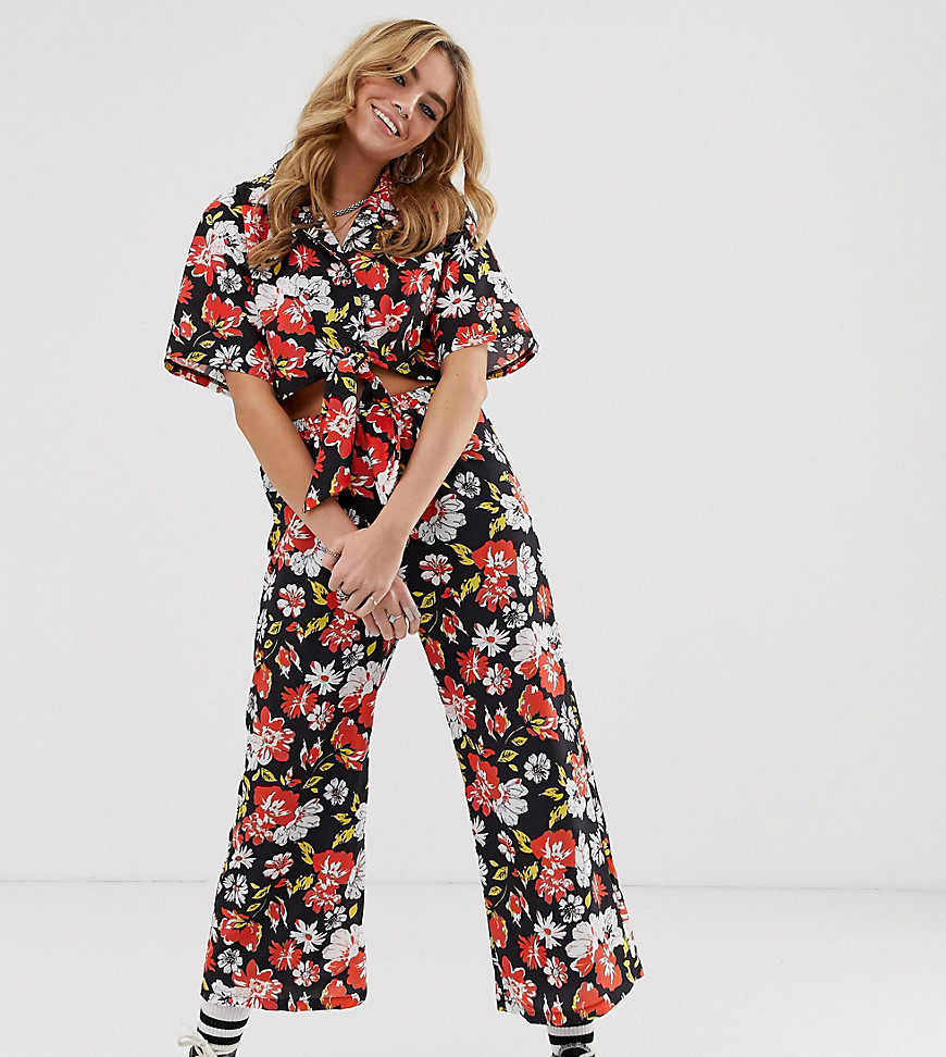 Milk It Vintage relaxed cropped flares in floral print co-ord