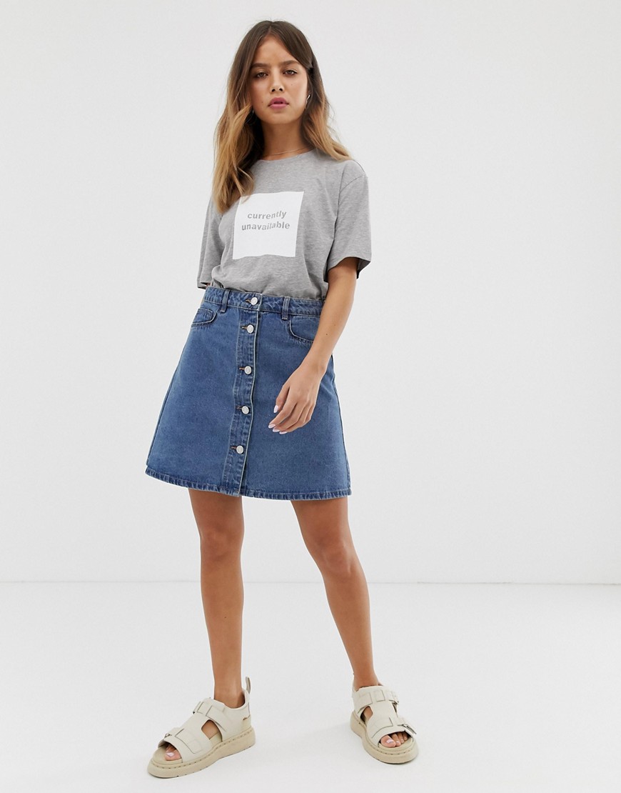 Noisy May button front denim skirt