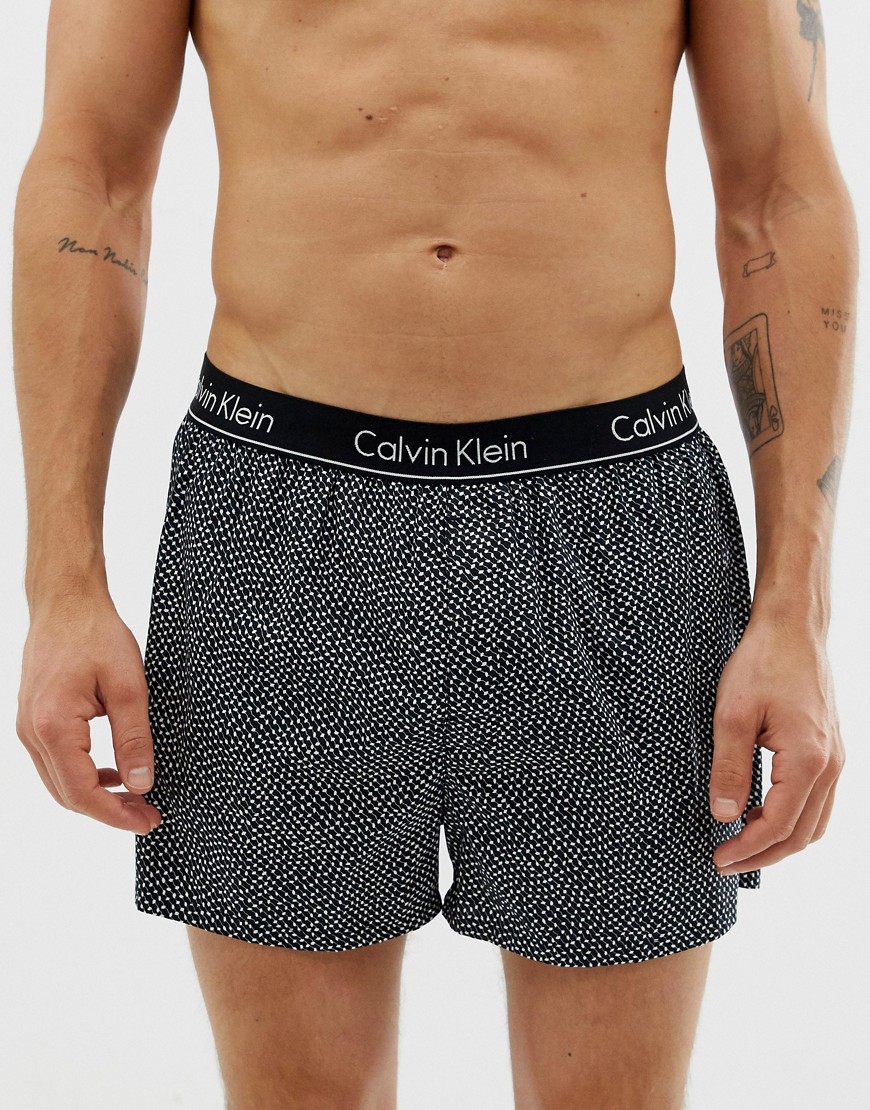 Calvin Klein ditsy print woven boxers in black