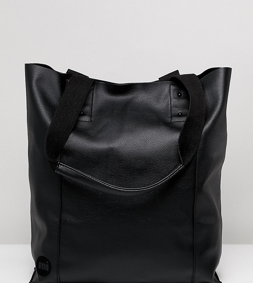 Mi Pac Tumbled Black Shopper Bag