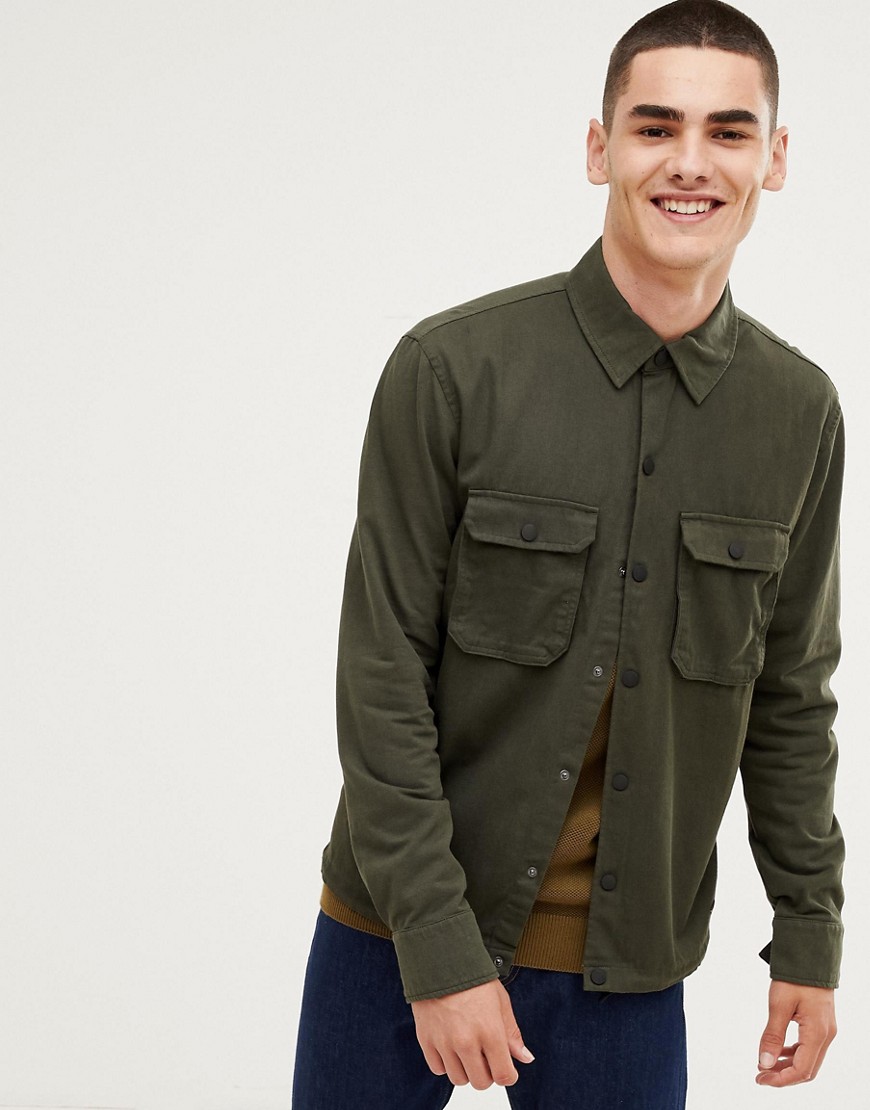 BOSS packway relaxed fit overshirt in khaki - Green