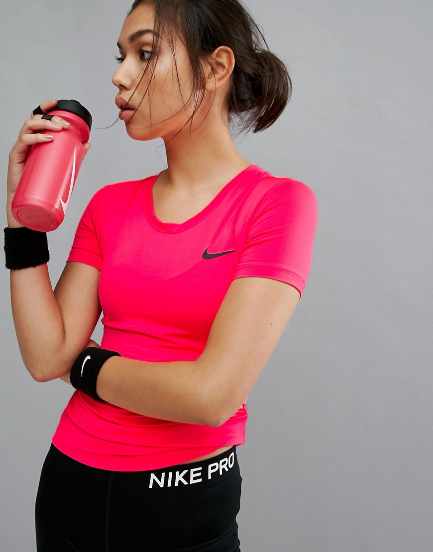 Nike Pro Training Short Sleeve Tee In Pink