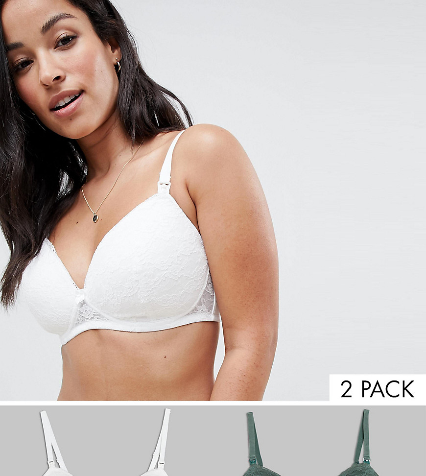 New Look Maternity 2-Pack Lace Bras - Khaki