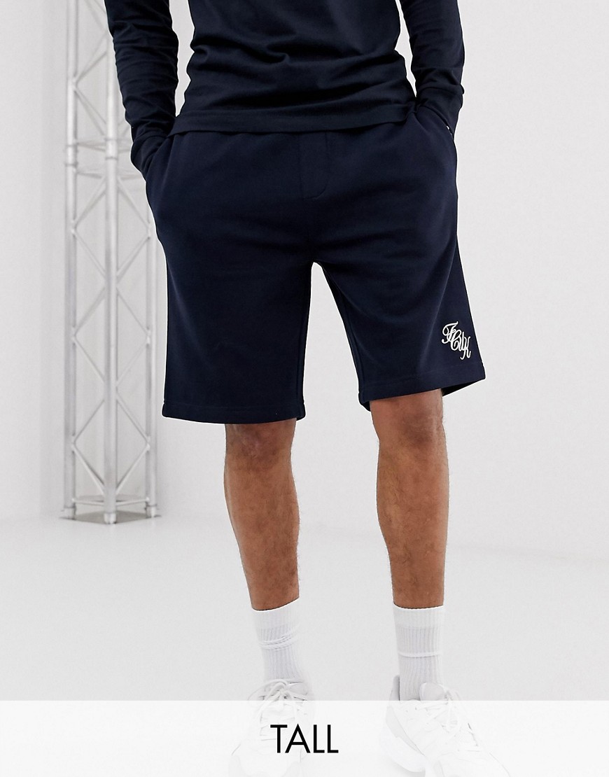 French Connection Tall script logo jersey shorts