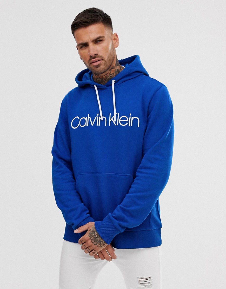 Calvin Klein large logo hoodie in bright blue