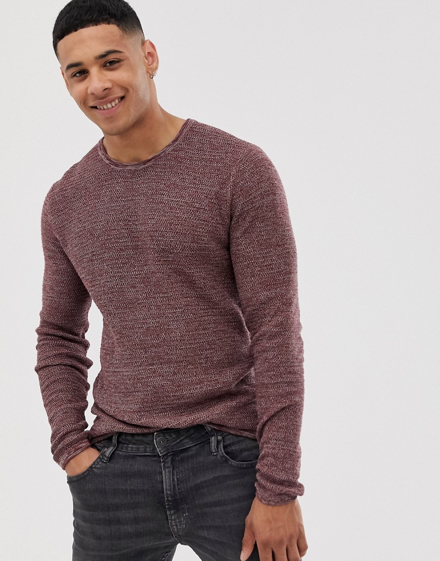 Only & Sons knitted jumper with red mixed yarn cotton