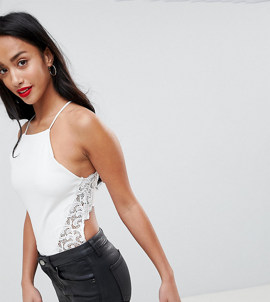 Missguided Petite Lace Back Body - White