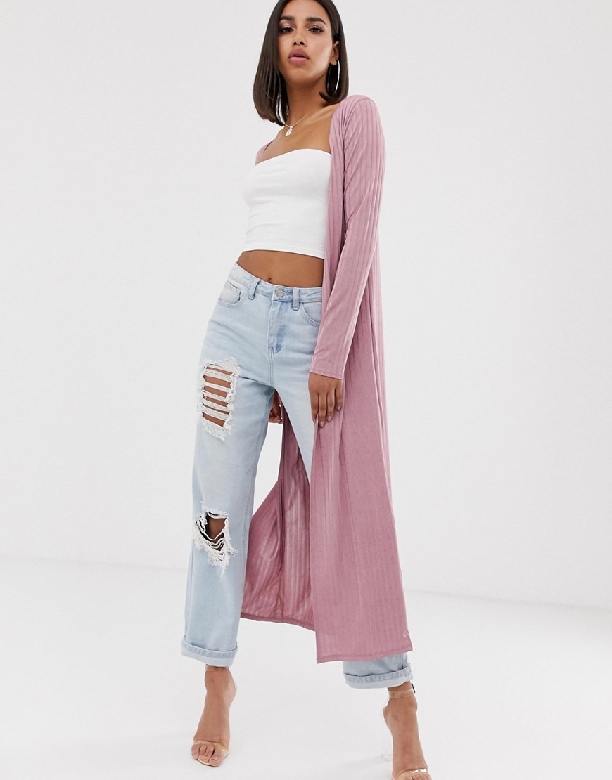 In The Style Slinky Ribbed Duster