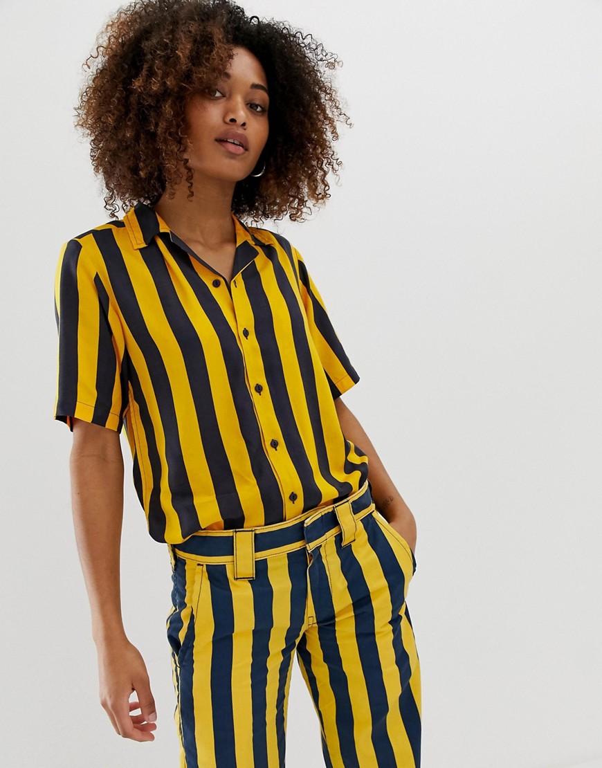 Dickies button up shirt in bold stripe co-ord