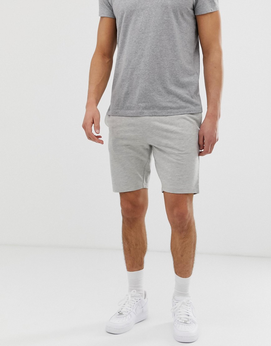 Only & Sons drawstring jersey shorts in light grey melange