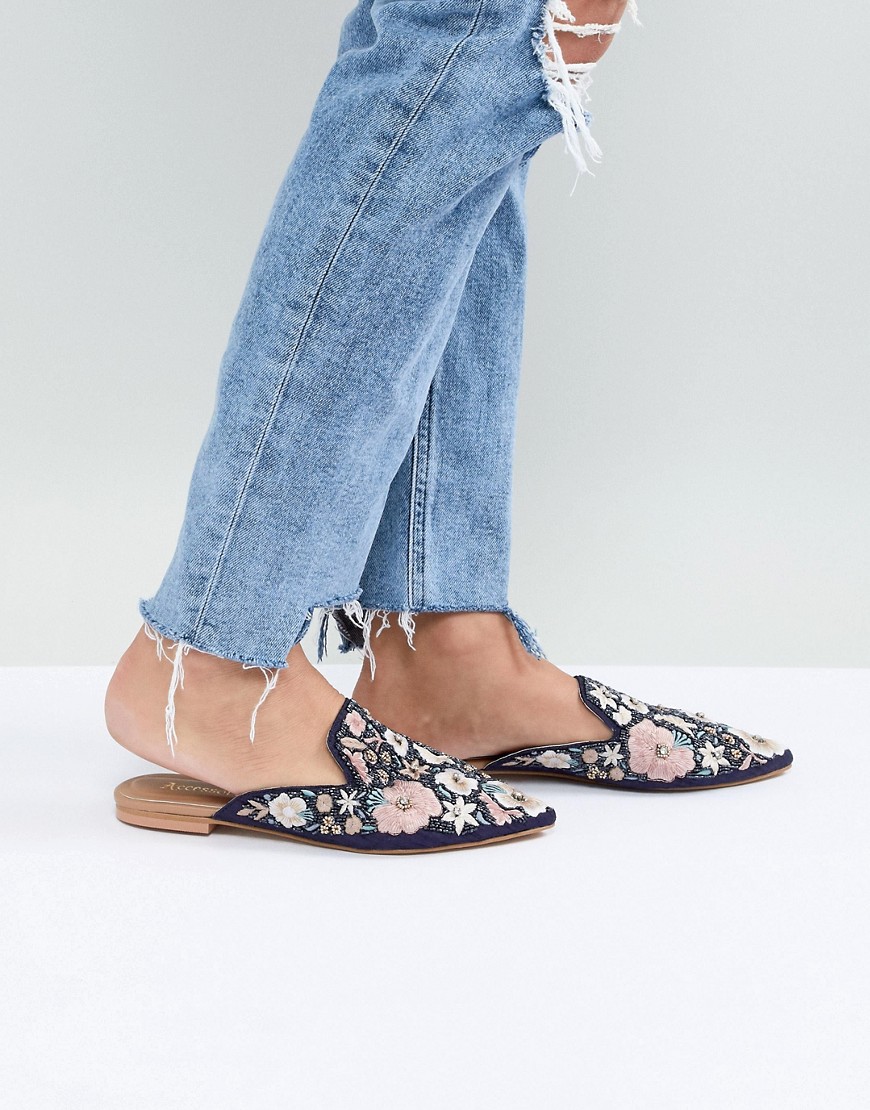 Accessorize Lonnae embroidered flat mules