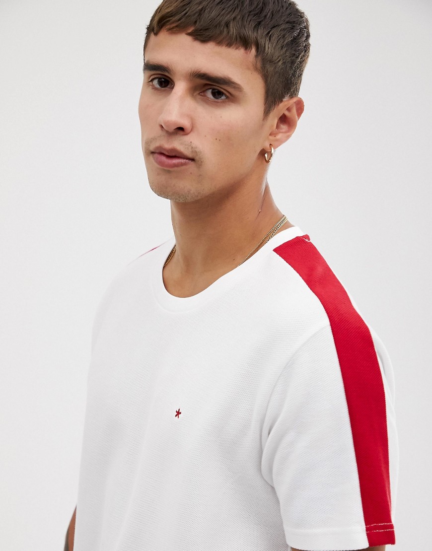 Celio t-shirt with taped sleeves in white