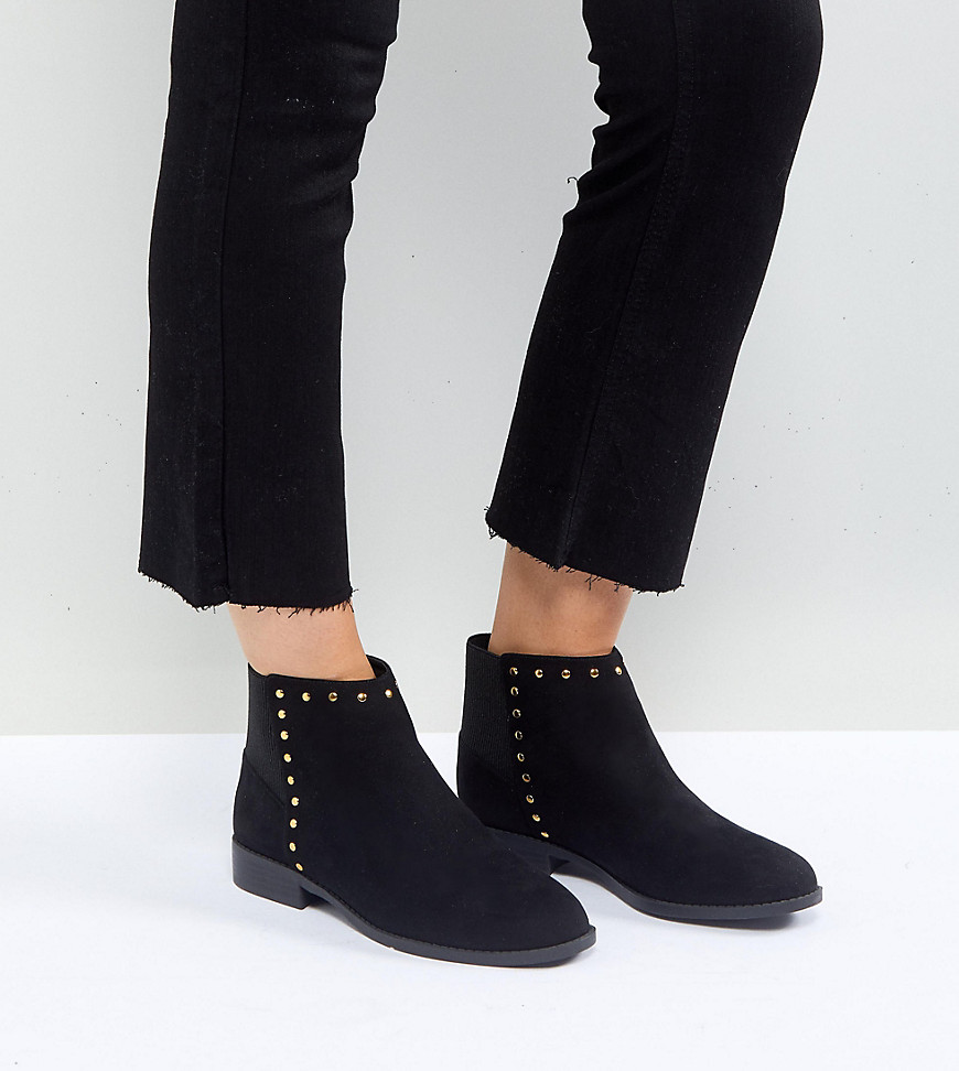 Faith Wide Fit Werlin Studded Flat Ankle Boots