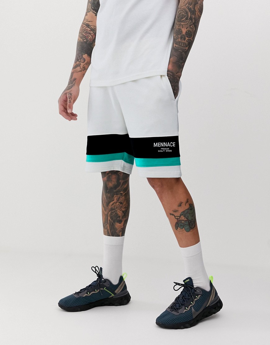 Mennace co-ord shorts with logo panel in off white