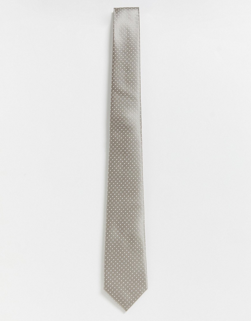 Only & Sons wedding satin tie in silver