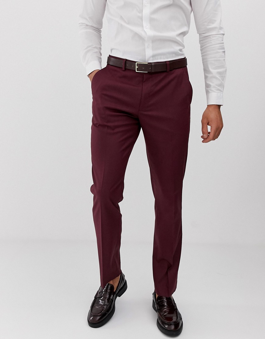 ASOS DESIGN slim suit trousers in light burgundy