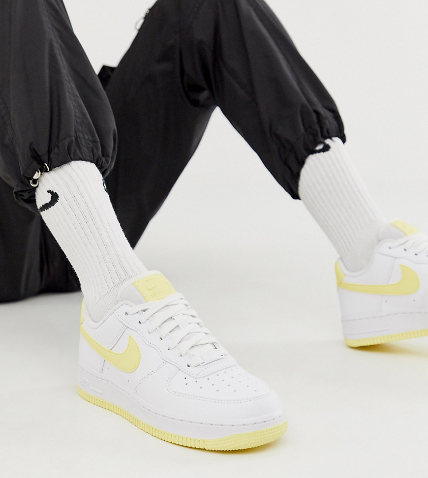 Nike white and yellow Air Force 1 '07 Trainers