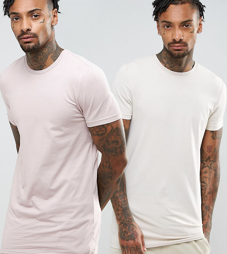 ASOS DESIGN 2 pack muscle fit longline t-shirt save