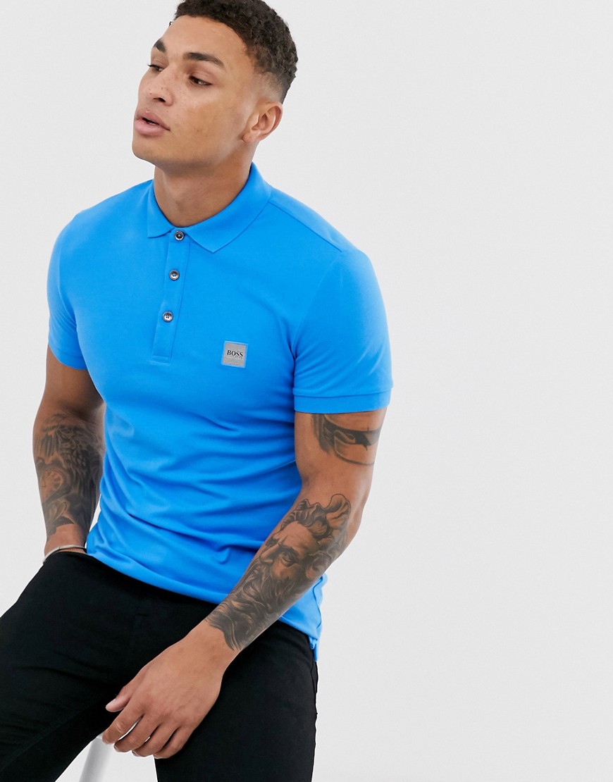 BOSS Passenger slim fit pique polo in bright blue