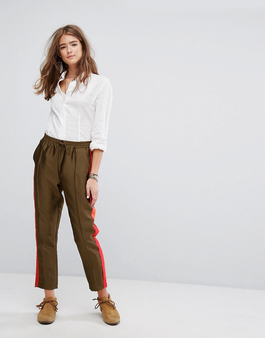 Maison Scotch Tailored Sweatpants With Contrast Side Panel - Army