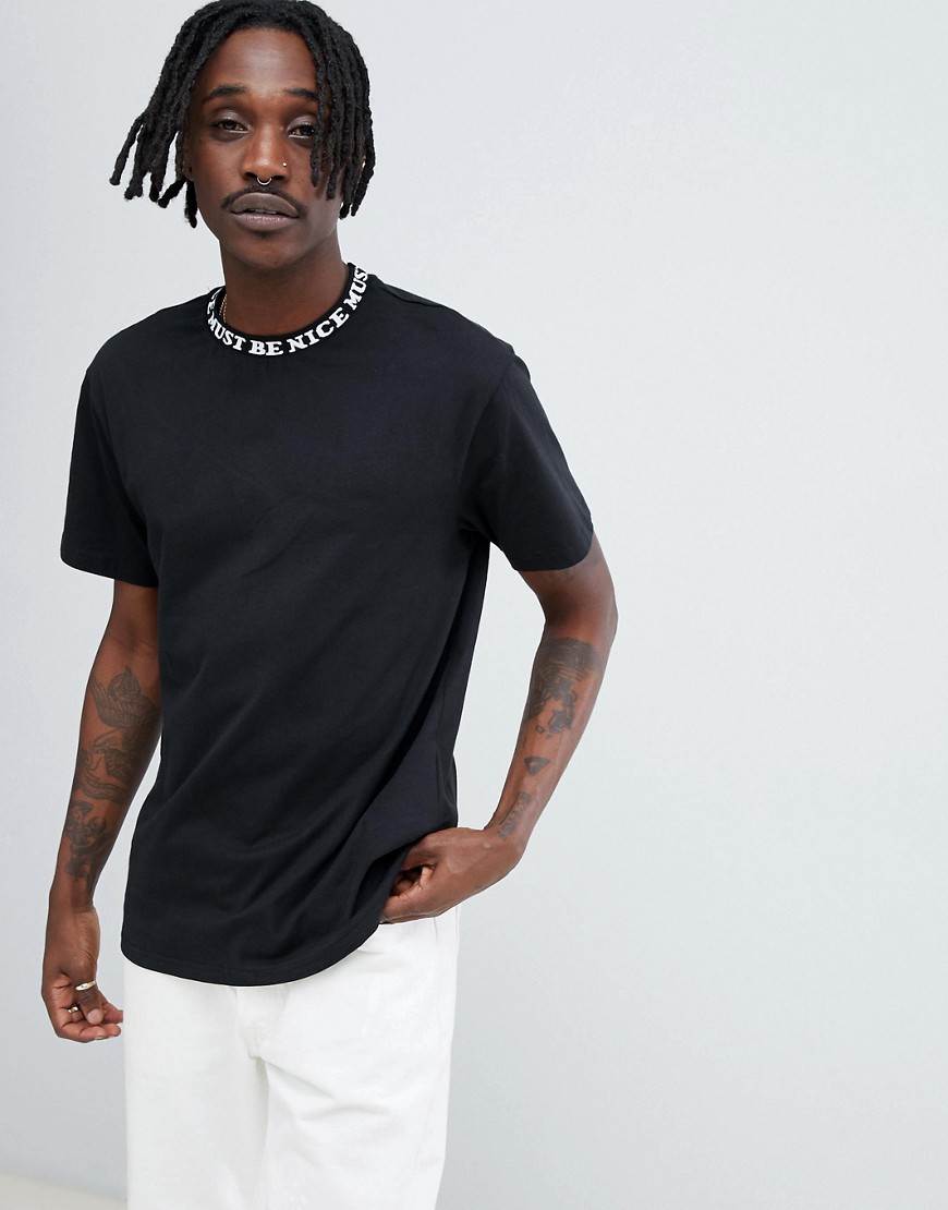 RIPNDIP jacquard ribbed t-shirt with neck taping in black