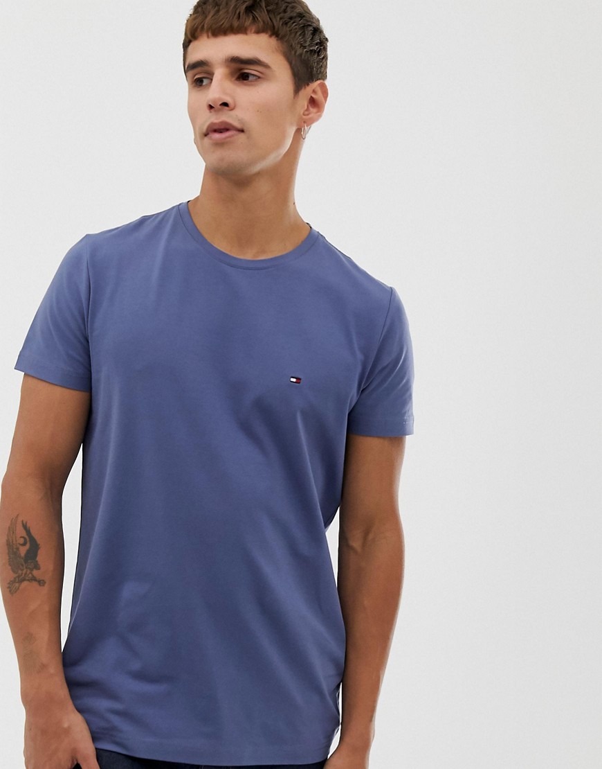 Tommy Hilfiger t-shirt stretch slim fit with pique flag logo in washed blue