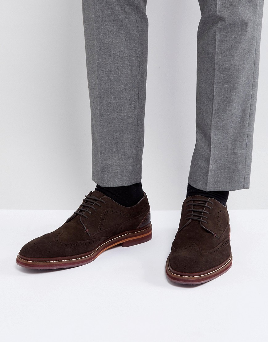 Ted Baker Gourduns Suede Brogue Shoes In Brown - Brown