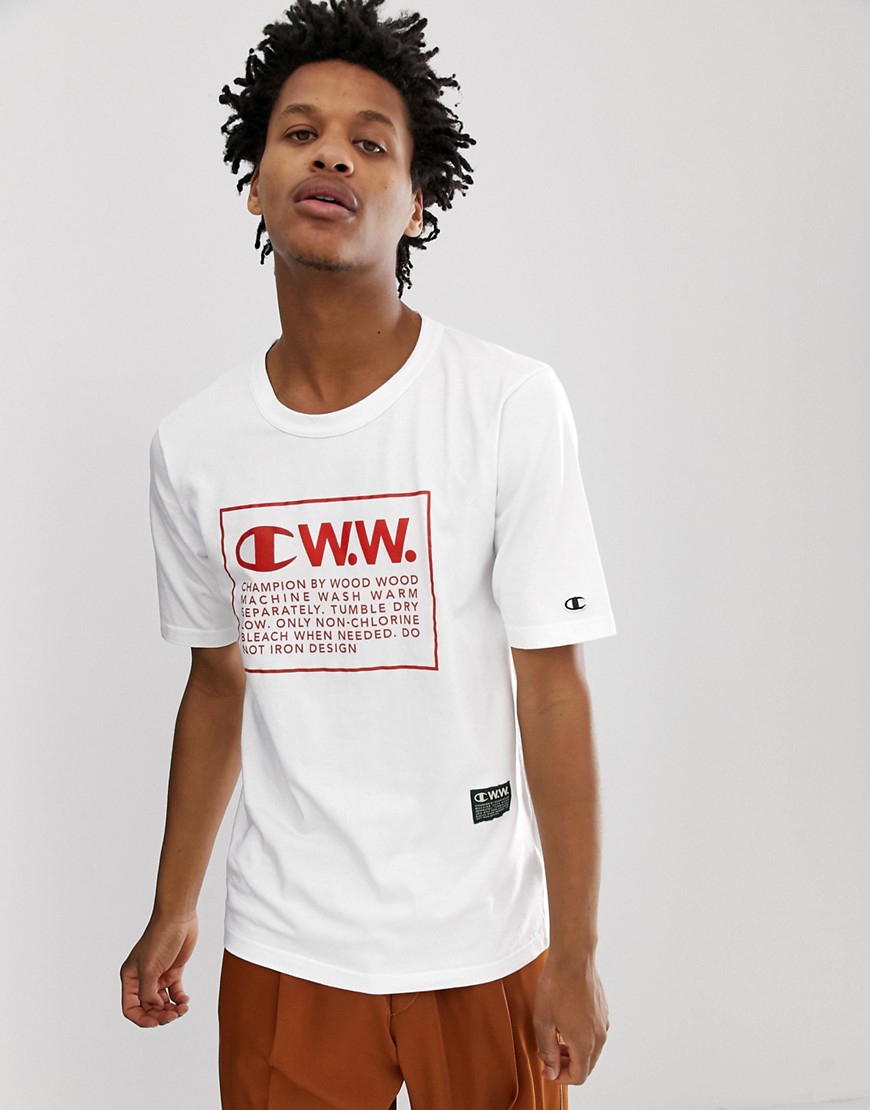 Champion x Wood Wood T-Shirt With Large Logo In White