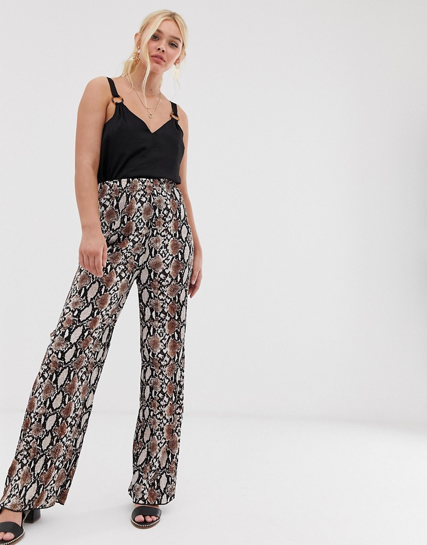 QED London snake print pleated trousers