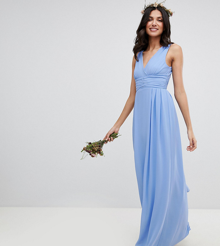 TFNC Tall Wrap Front Maxi Bridesmaid Dress With Tie Back