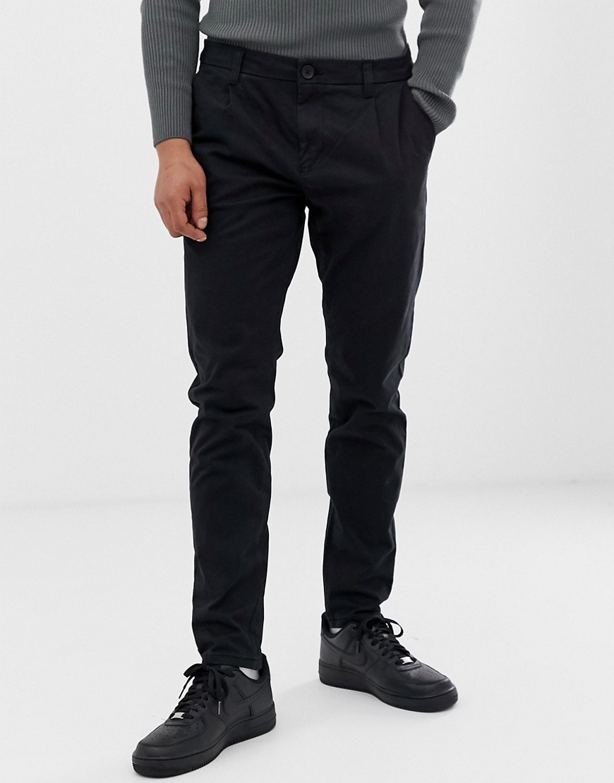 Only & Sons skinny fit chinos in black
