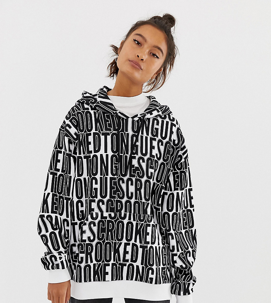 Crooked Tongues oversized hoodie with repeat logo print
