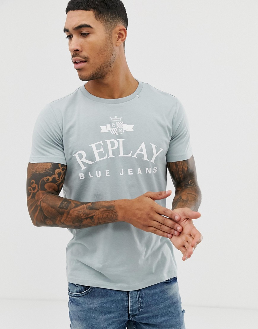 Replay Blue Jeans crew neck t-shirt in light blue