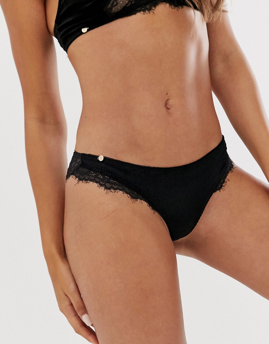 Black Limba structured laced brief in black