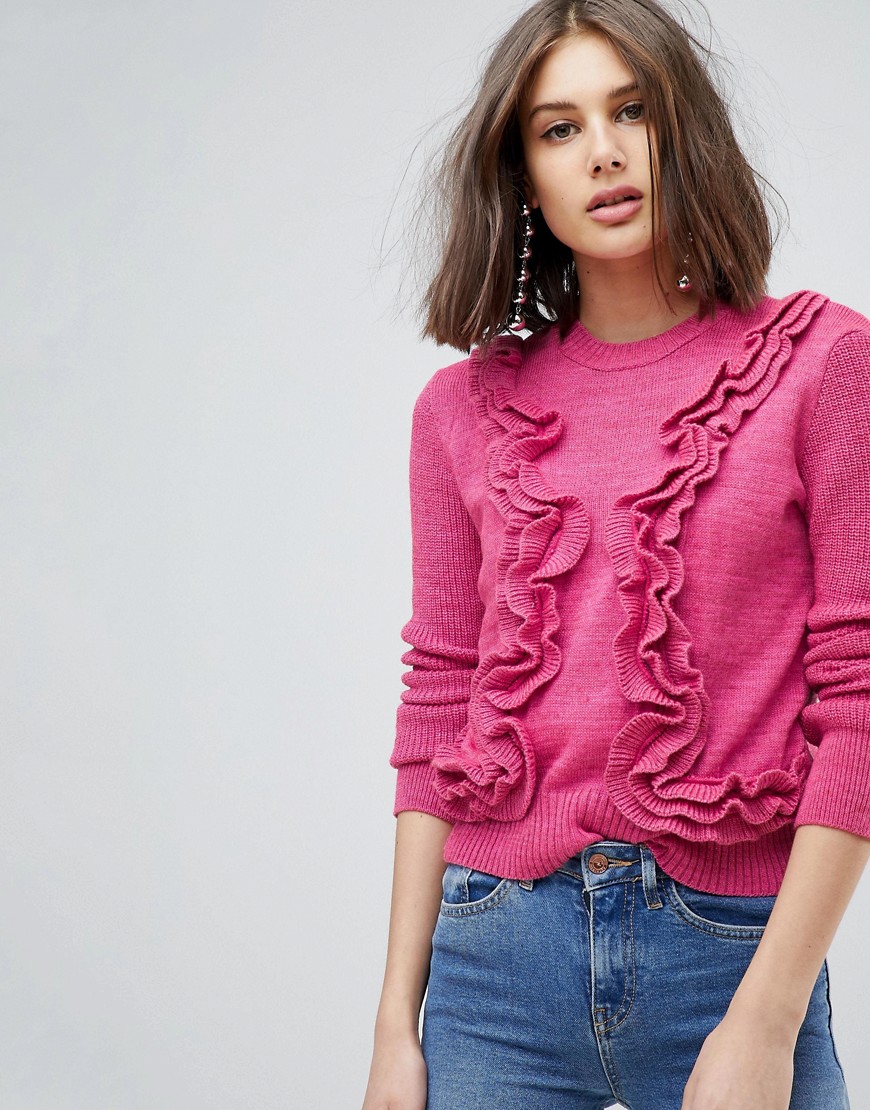 Lost Ink Jumper With 3D Ruffle Detail