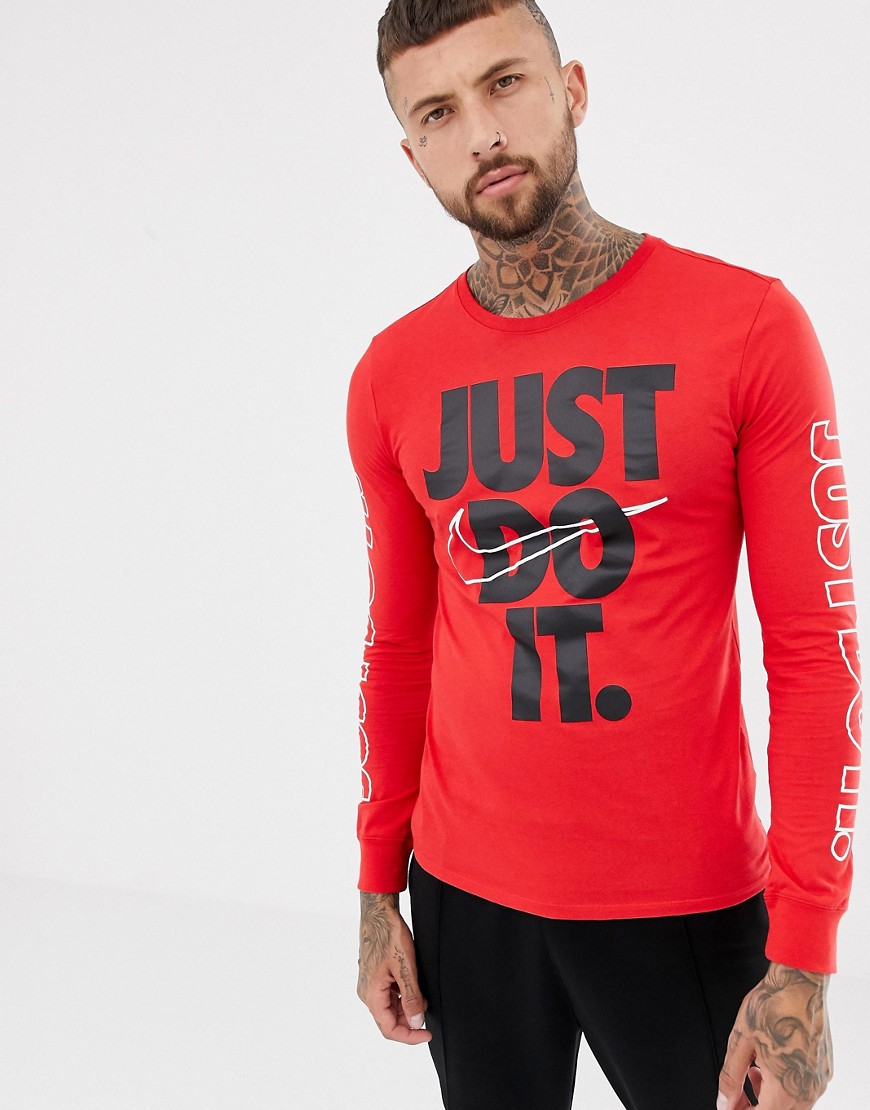 Nike JDI Long Sleeve Top In Red 929374-657