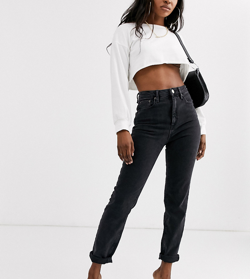 Asos Design High Rise Farleigh Slim Fit Mom Jeans In Washed Black
