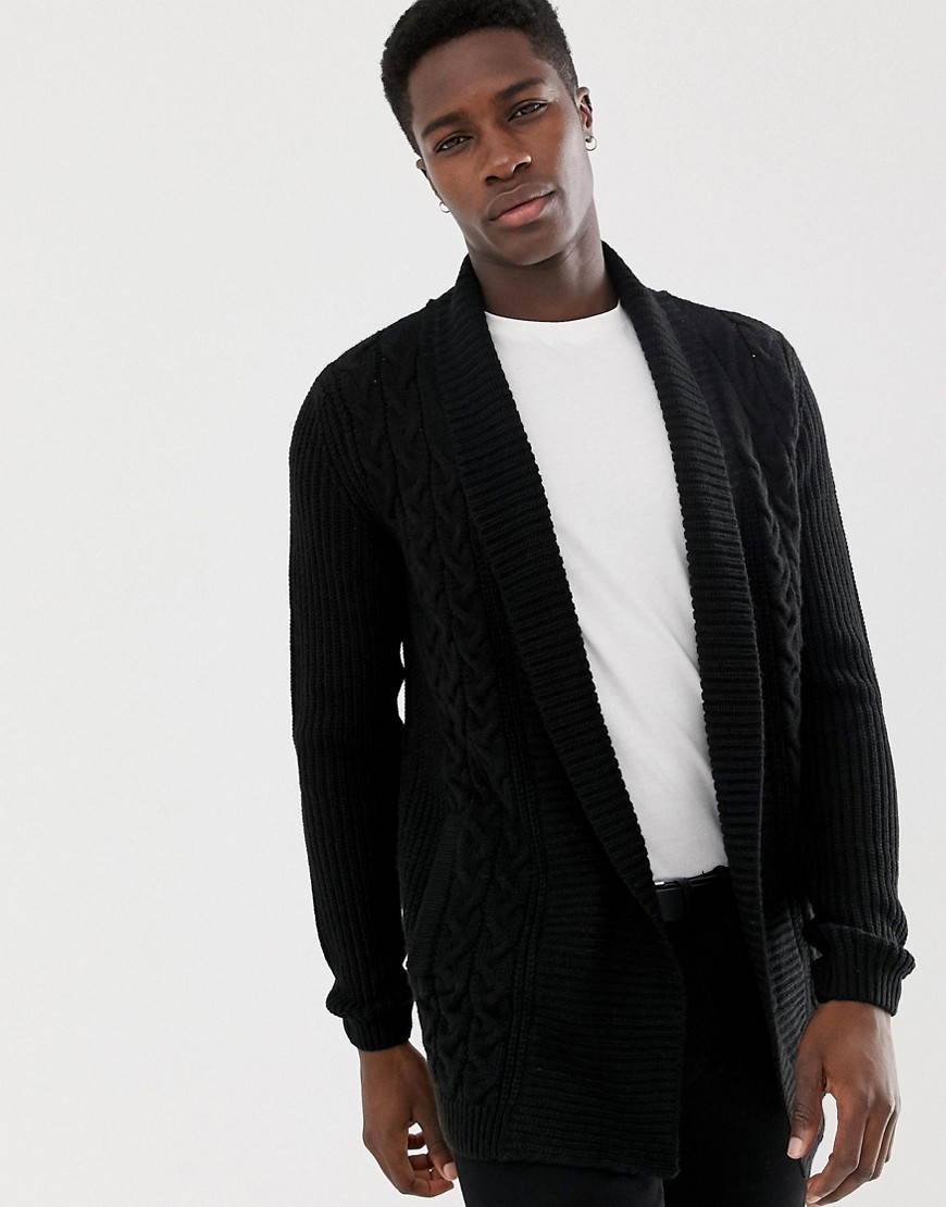 Burton Menswear shawl cardigan in black